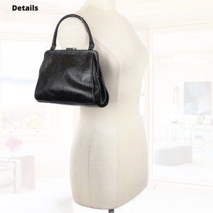 [EUC] Vintage-Like Textured Satchel Black (handheld)